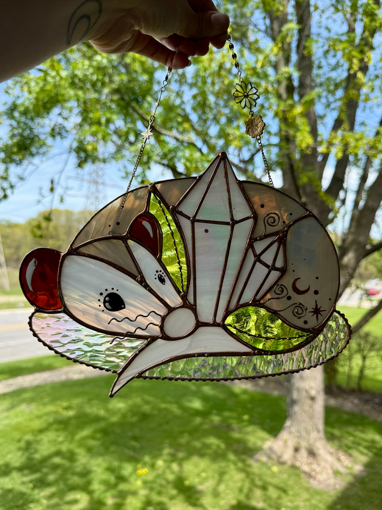Crystal Guardian Opossum Stained Glass
