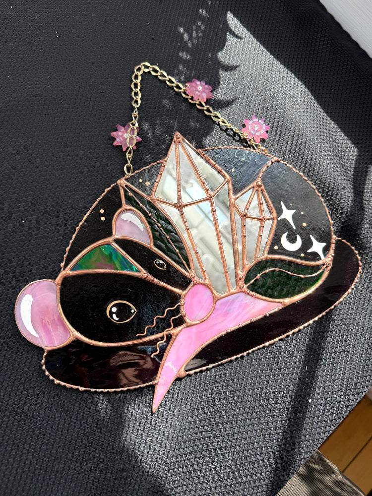 Black Crystal Rat Stained Glass Mirror