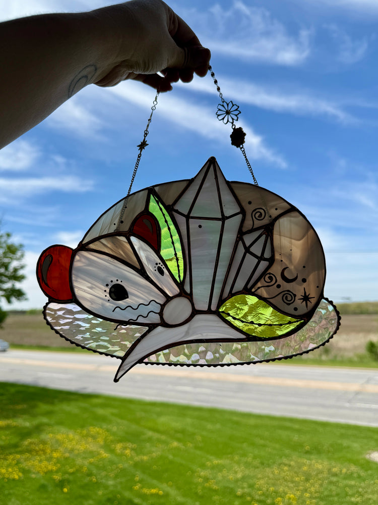 Crystal Guardian Opossum Stained Glass