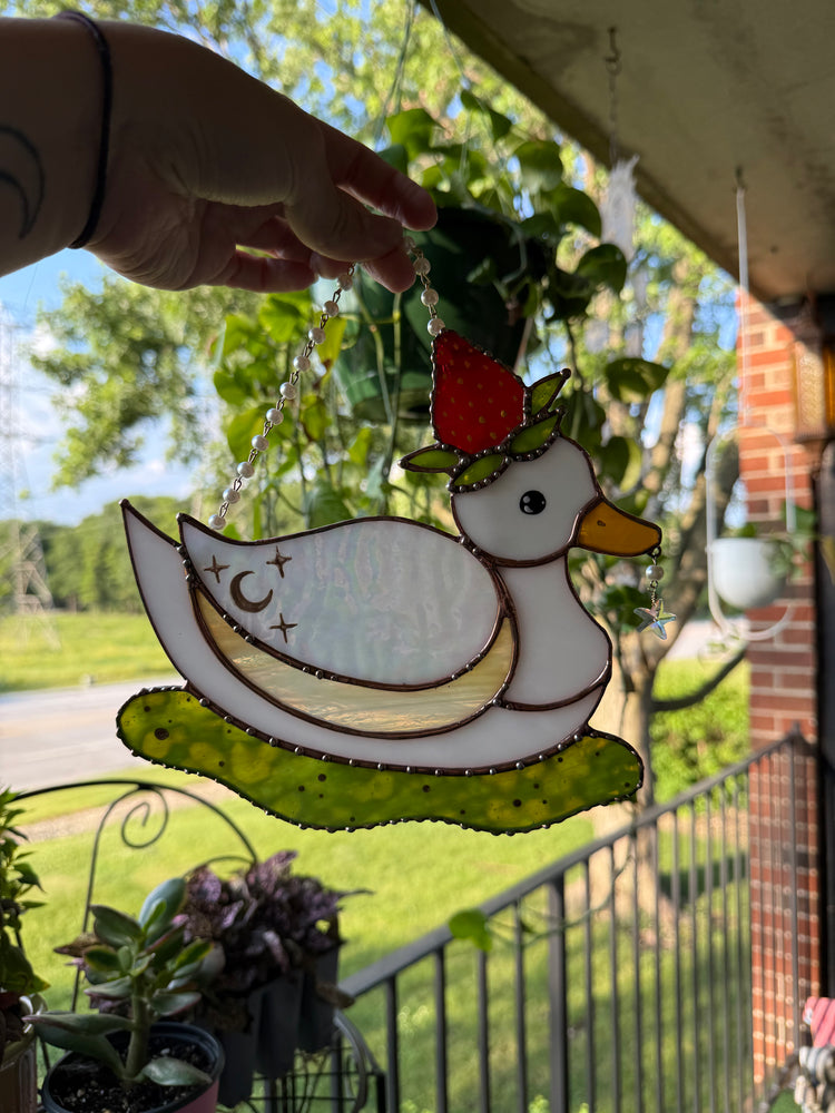 Strawberry Duck Stained Glass