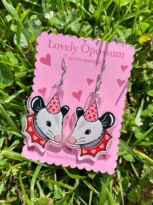 Lovely Opossum Acrylic Earrings