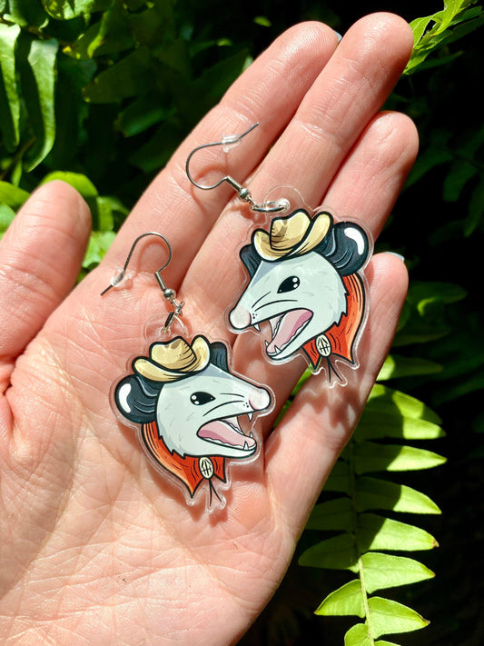 Cowboy Opossum Earrings