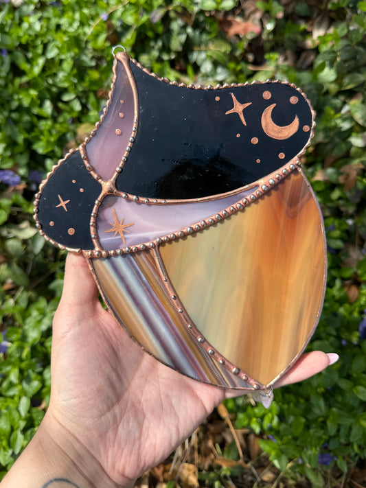 Golden Acorn Stained Glass Suncatcher