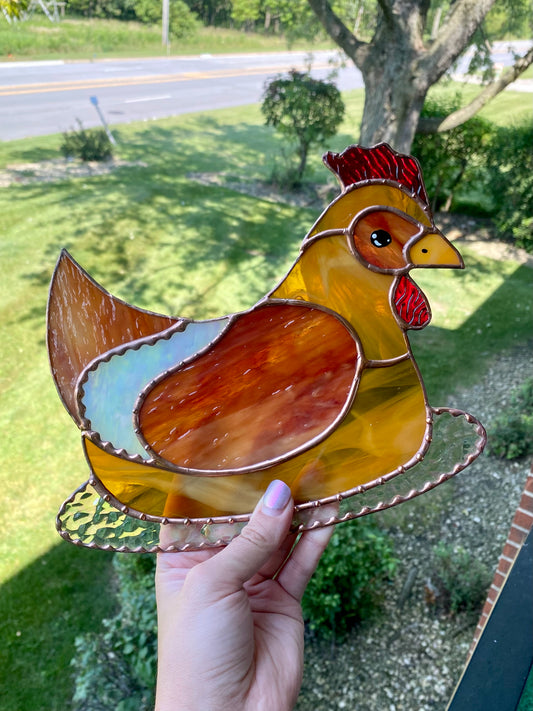 (Discounted due to crack) Stained Glass Chicken Suncatcher