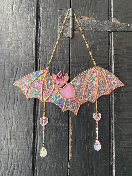 Bubblegum Bat Stained Glass Suncatcher