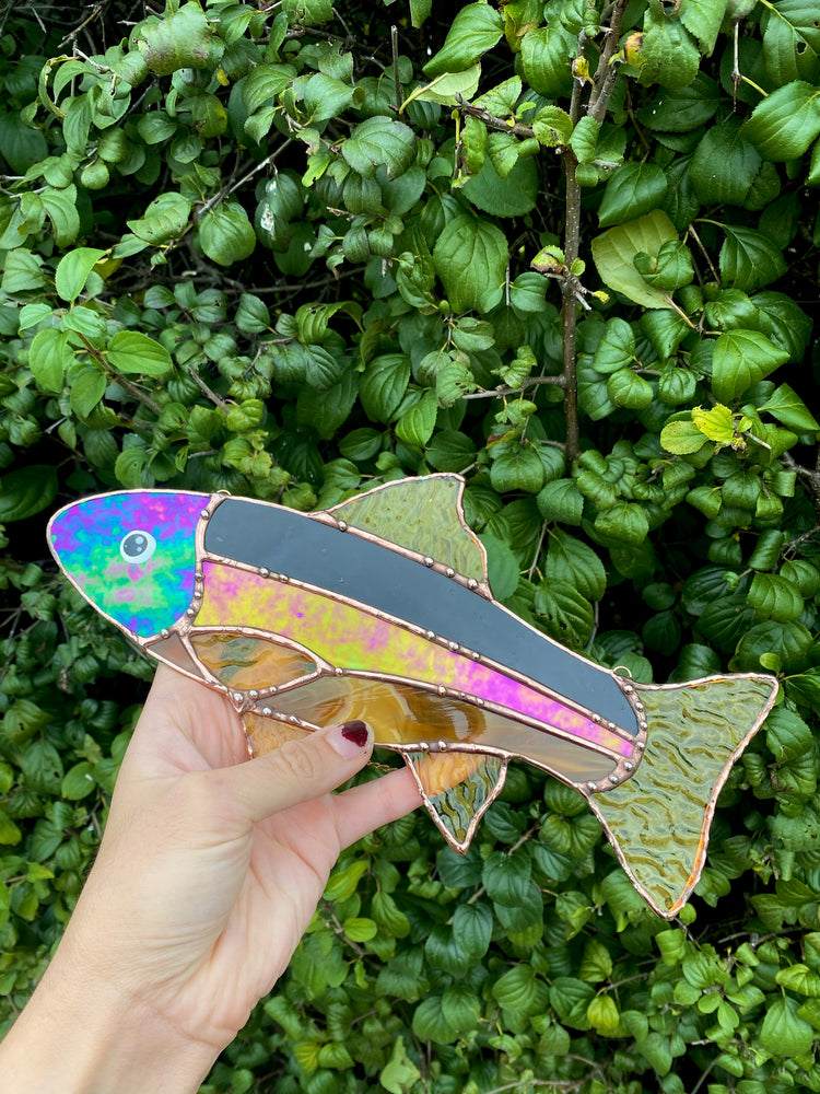 Iridescent Fish Stained Glass Suncatcher