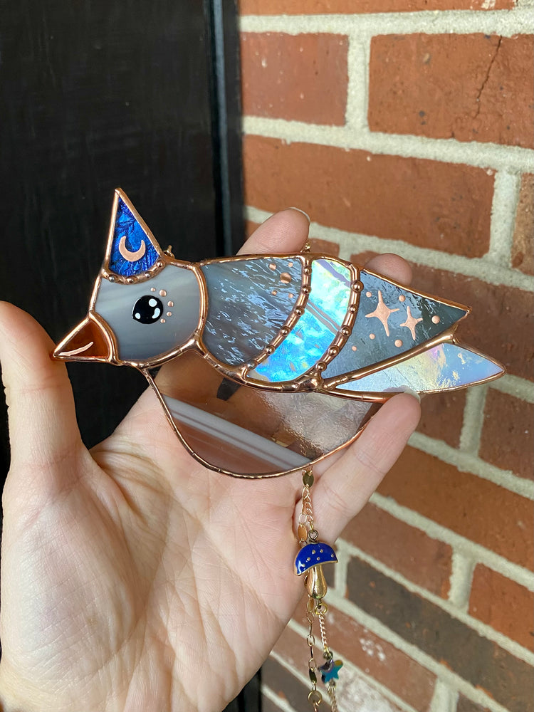 Wizard Pigeon Stained Glass Suncatcher