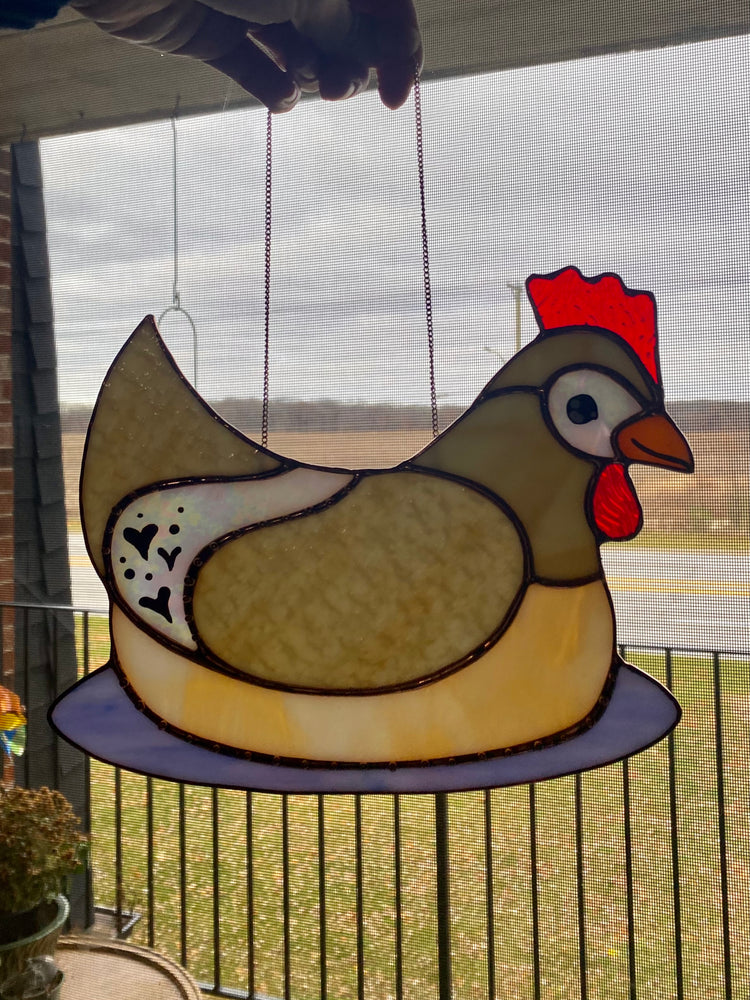 Lovely Chicken Stained Glass Suncatcher