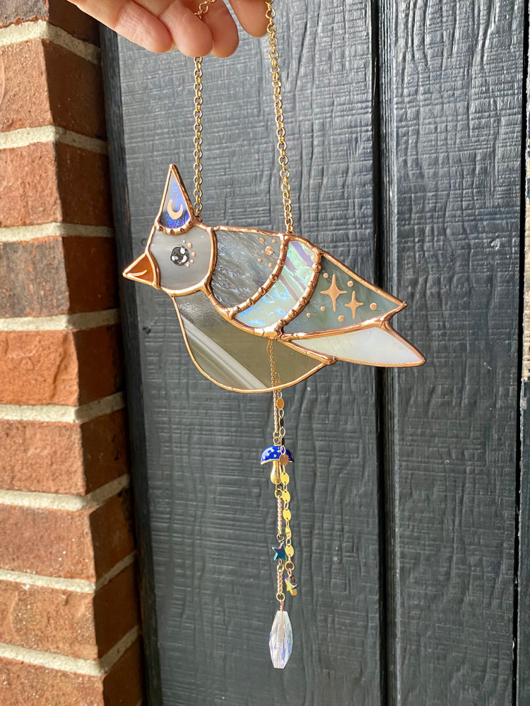 Wizard Pigeon Stained Glass Suncatcher