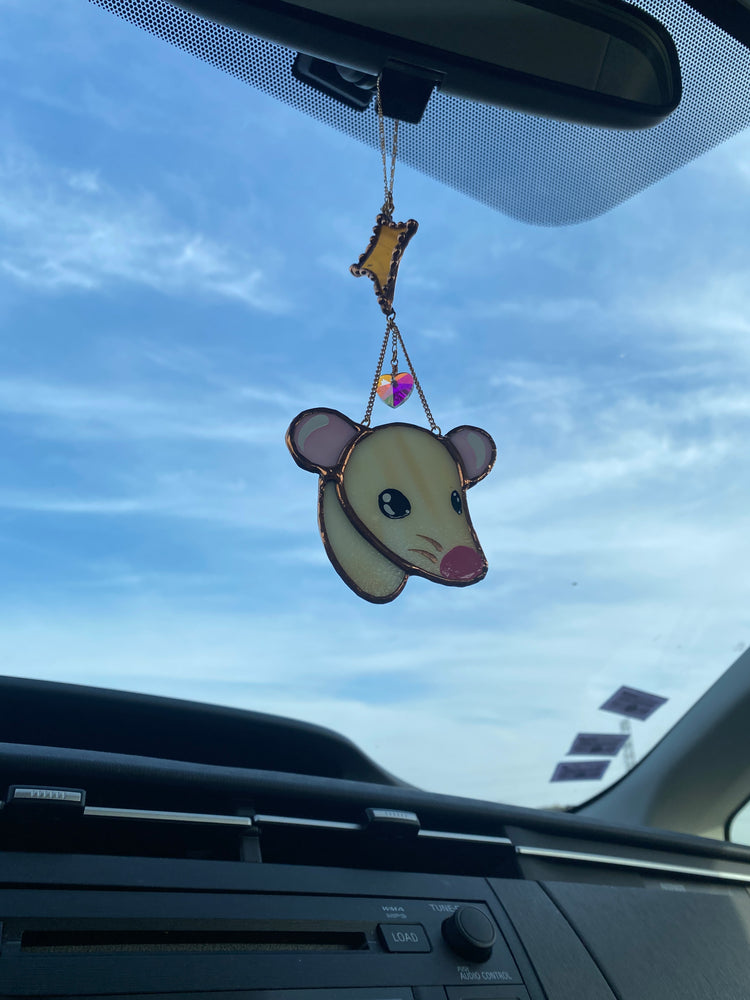 Tan Rat Stained Glass Charm