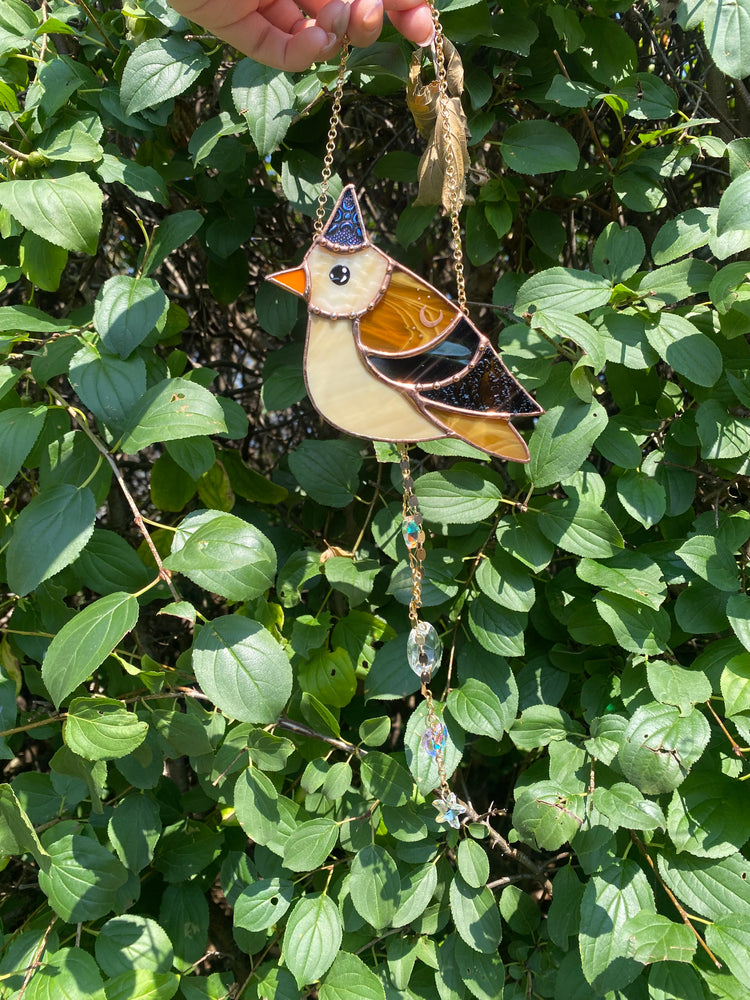 Wizard Finch Stained Glass Suncatcher