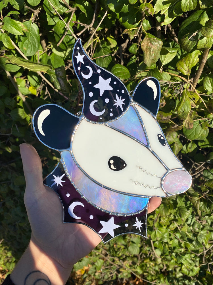 Purple Starry Opossum Stained Glass Suncatcher