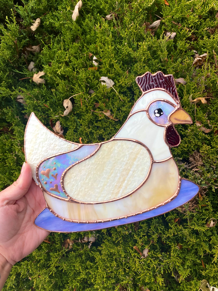 Lovely Chicken Stained Glass Suncatcher