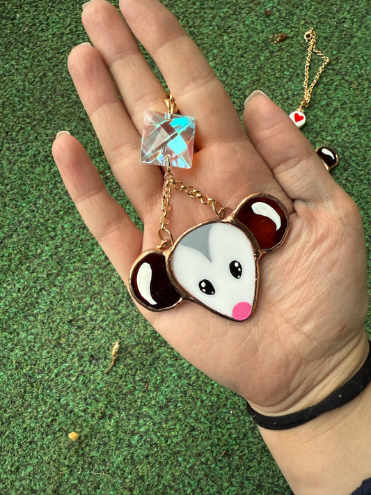 Jewel Opossum Stained Glass Charm
