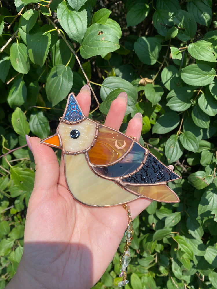 Wizard Finch Stained Glass Suncatcher