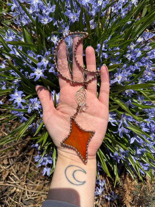 Small Iridescent and Gold Sun and Moon Suncatcher