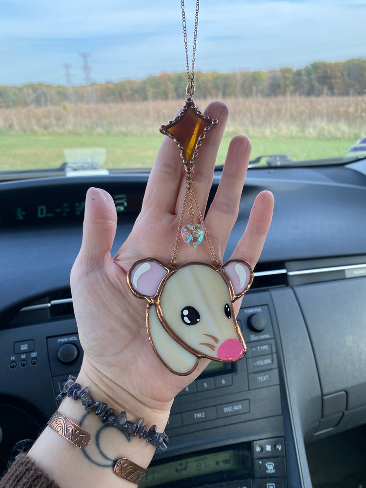 Tan Rat Stained Glass Charm