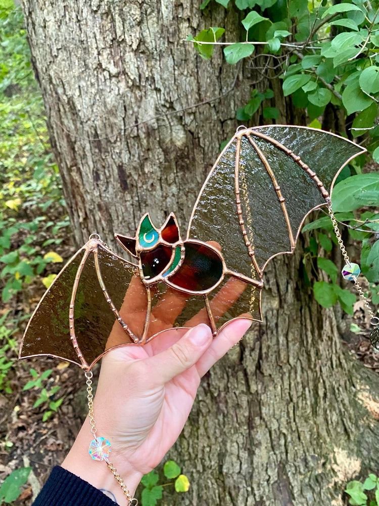 Wizard Bat Stained Glass Suncatcher