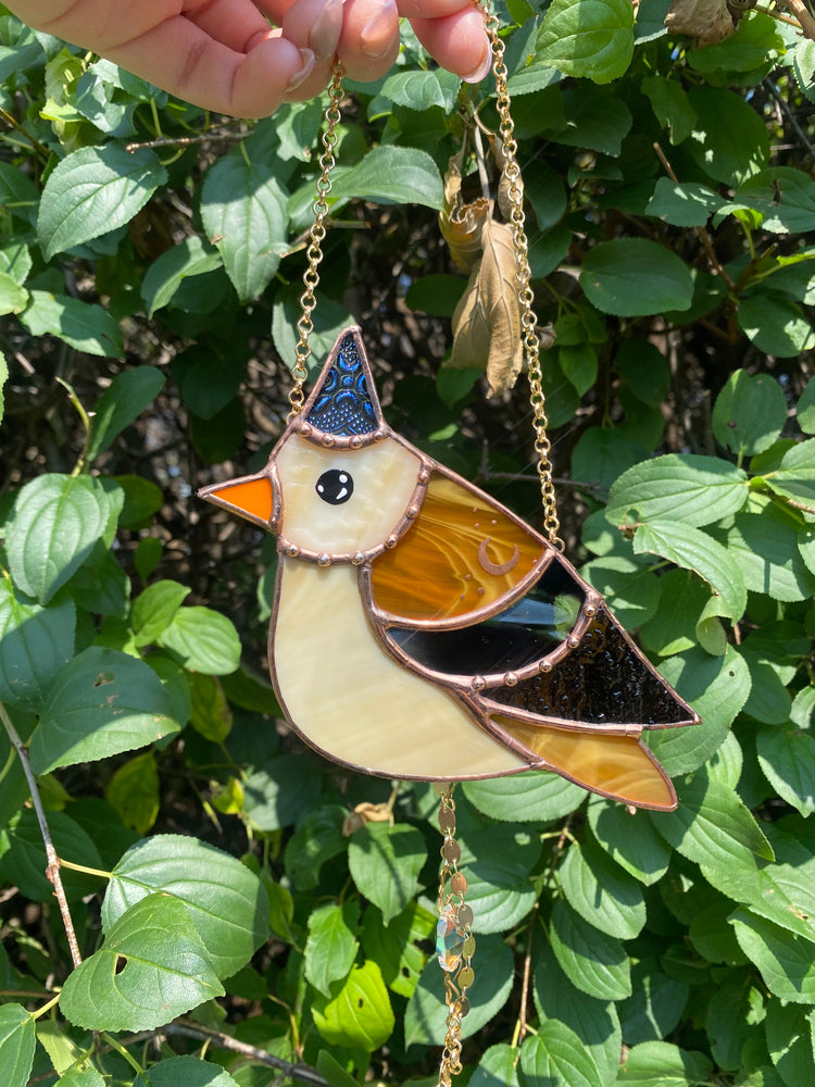 Wizard Finch Stained Glass Suncatcher