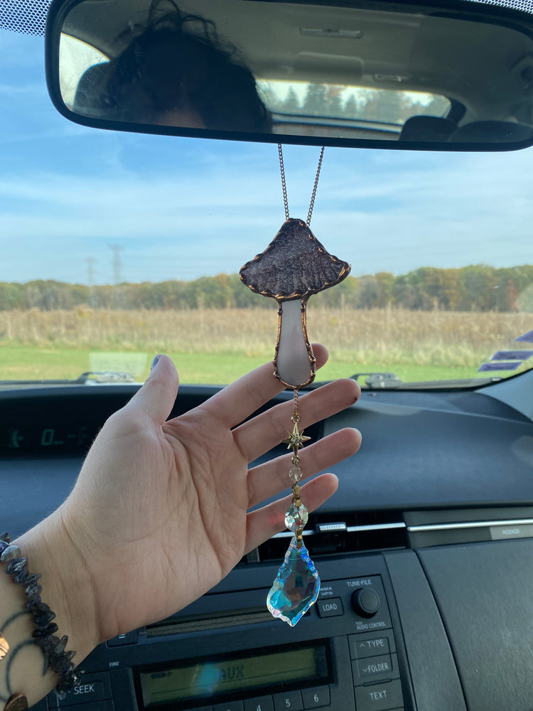 Purple Mushroom Stained Glass Charm