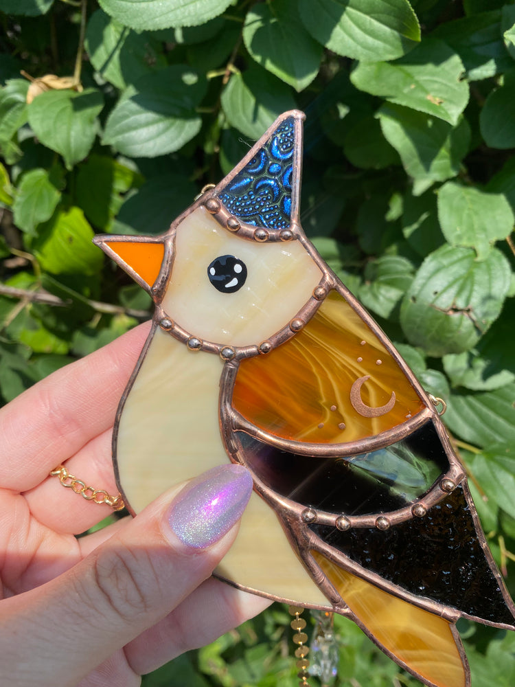 Wizard Finch Stained Glass Suncatcher