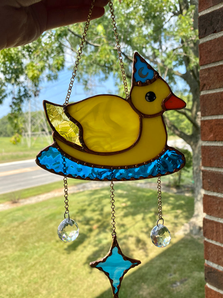 Lucky Duck Stained Glass Suncatcher