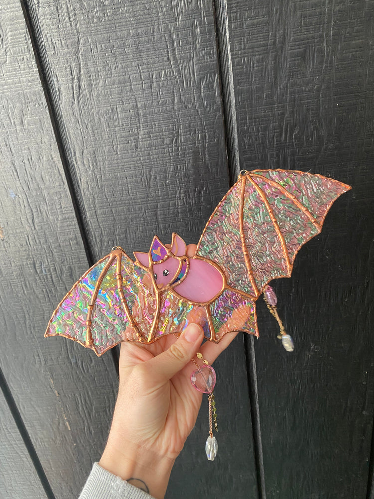 Bubblegum Bat Stained Glass Suncatcher