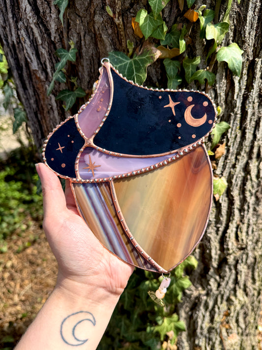 Golden Acorn Stained Glass Suncatcher