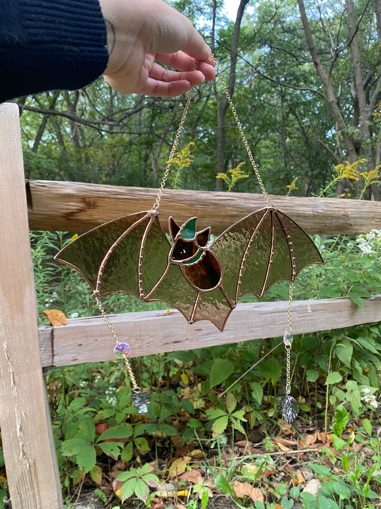 Wizard Bat Stained Glass Suncatcher