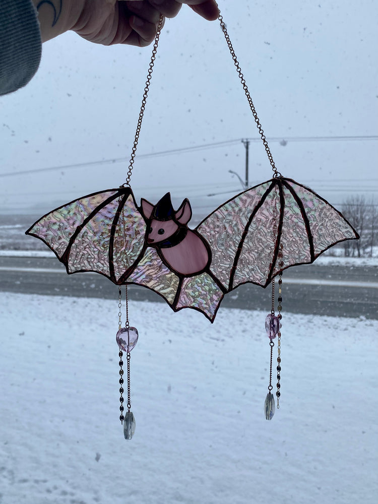 Bubblegum Bat Stained Glass Suncatcher