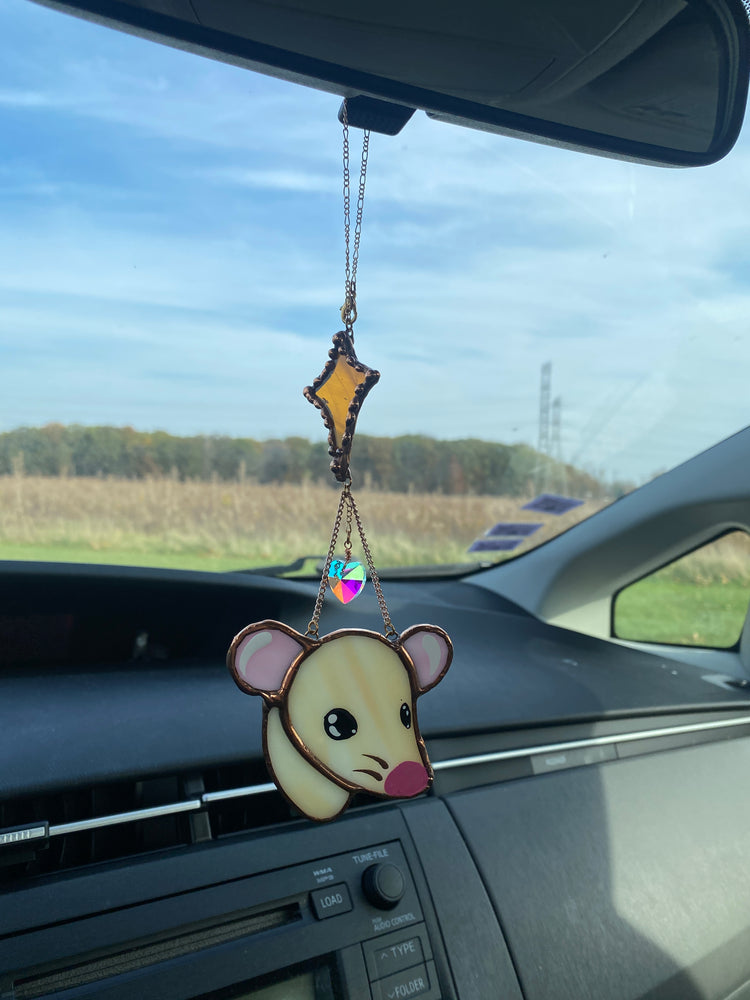 Tan Rat Stained Glass Charm