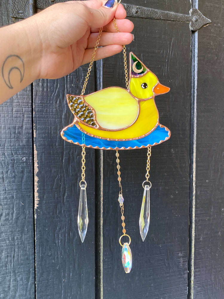 Lucky Ducky Stained Glass Suncatcher