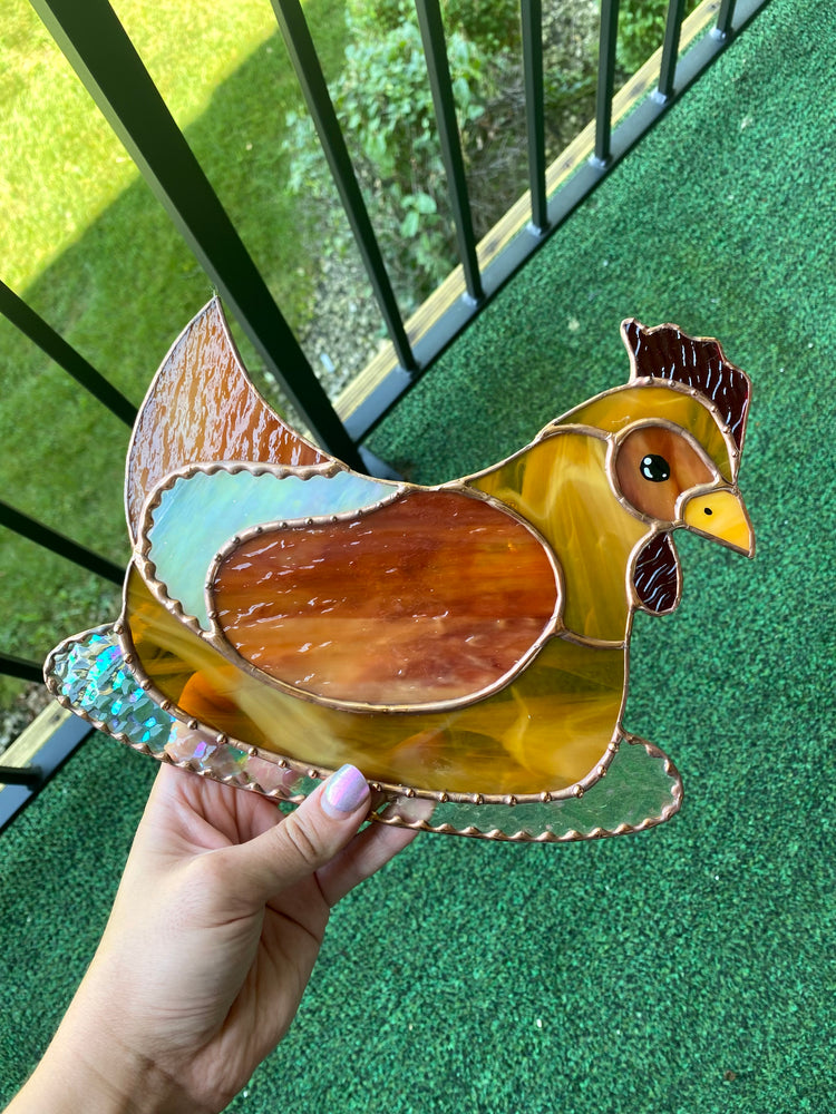 (Discounted due to crack) Stained Glass Chicken Suncatcher