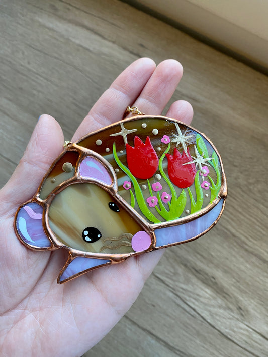 Mini Tulip Rat Stained Glass Ornament