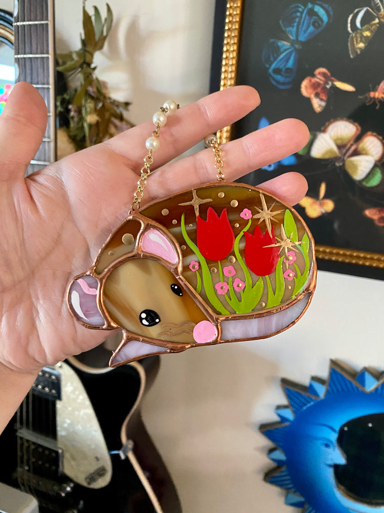 Mini Tulip Rat Stained Glass Ornament