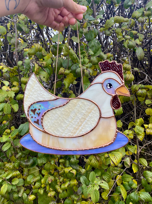 Lovely Chicken Stained Glass Suncatcher