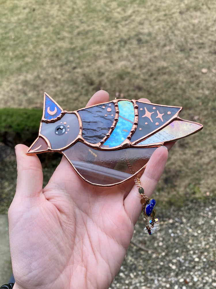 Wizard Pigeon Stained Glass Suncatcher