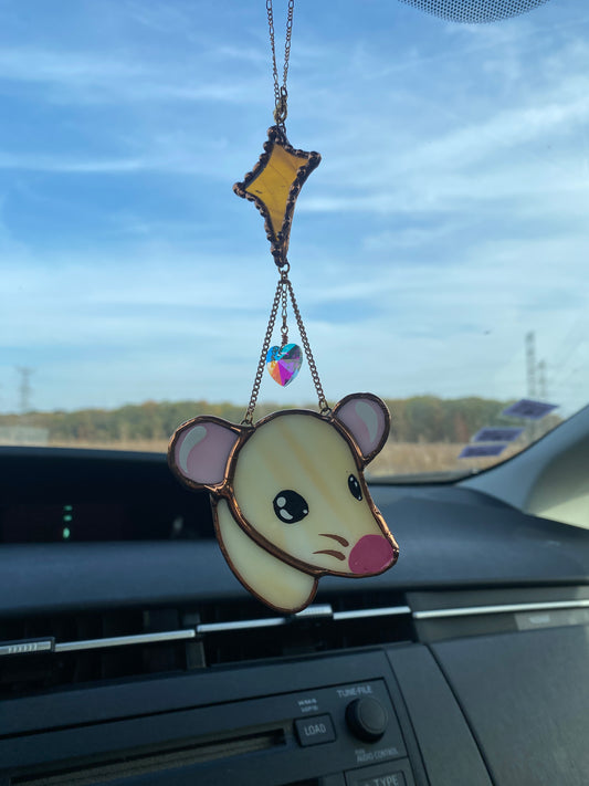 Tan Rat Stained Glass Charm