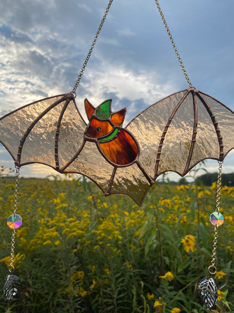 Wizard Bat Stained Glass Suncatcher