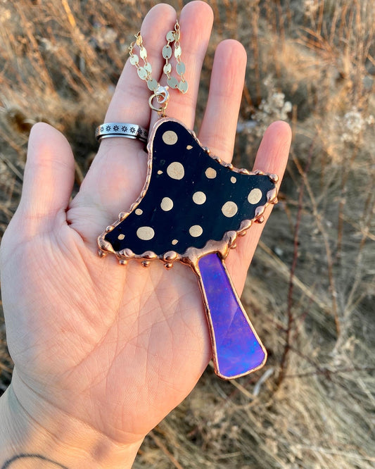 Blue Mushroom Stained Glass Ornament