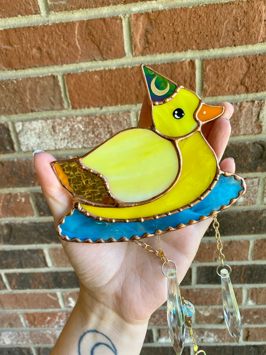 Lucky Ducky Stained Glass Suncatcher