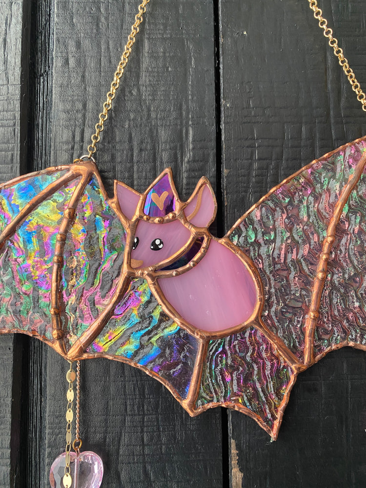 Bubblegum Bat Stained Glass Suncatcher