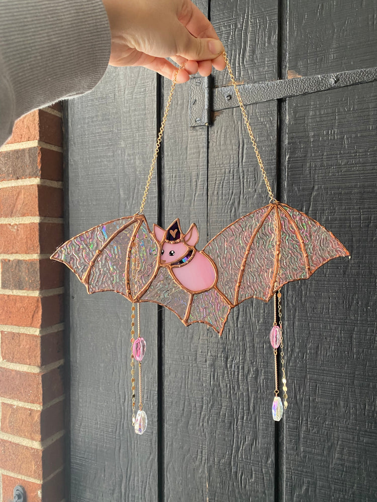 Bubblegum Bat Stained Glass Suncatcher