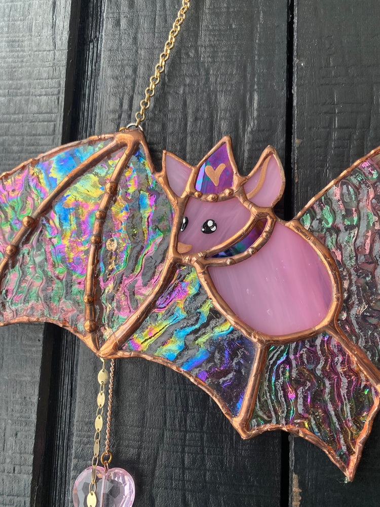 Bubblegum Bat Stained Glass Suncatcher