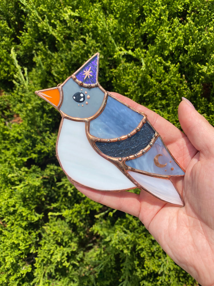 Wizard Pigeon Stained Glass Suncatcher