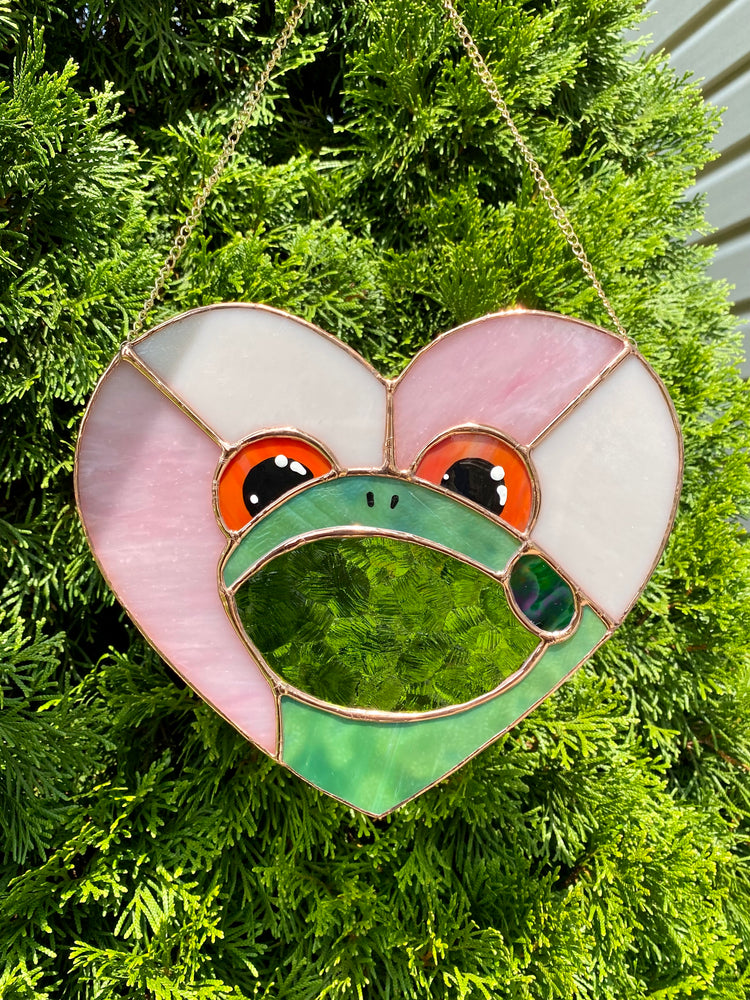 Iridescent Lovely Frog Stained Glass Suncatcher