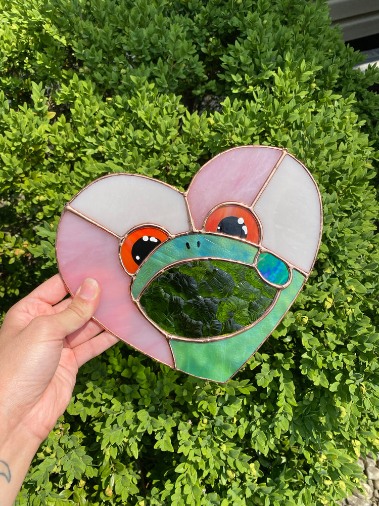 Iridescent Lovely Frog Stained Glass Suncatcher