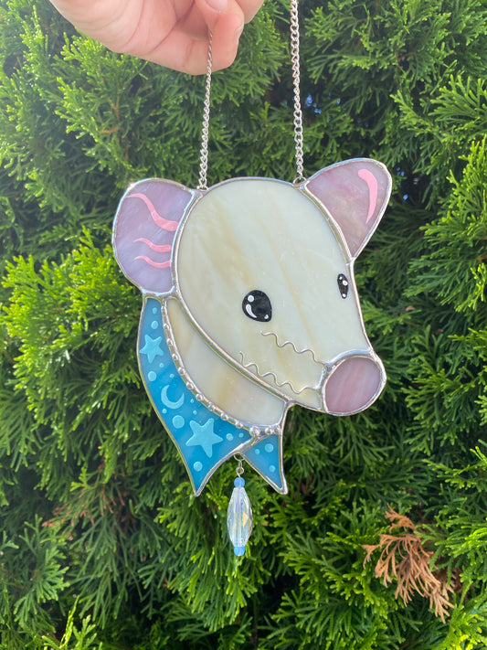 Tan Bandana Rat Stained Glass Suncatcher