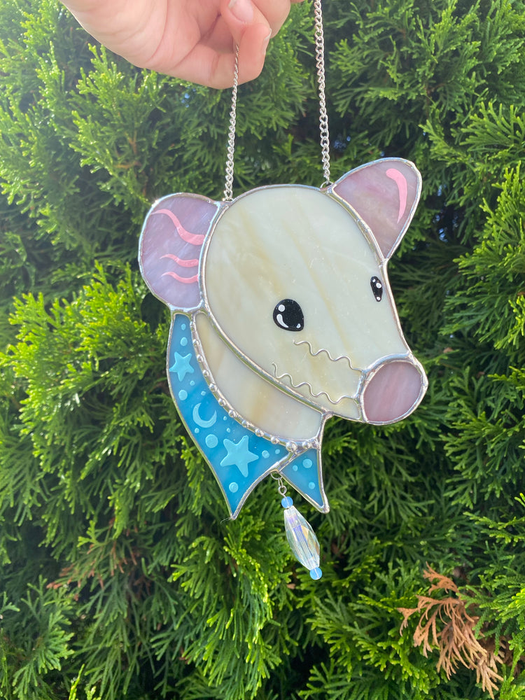 Tan Bandana Rat Stained Glass Suncatcher