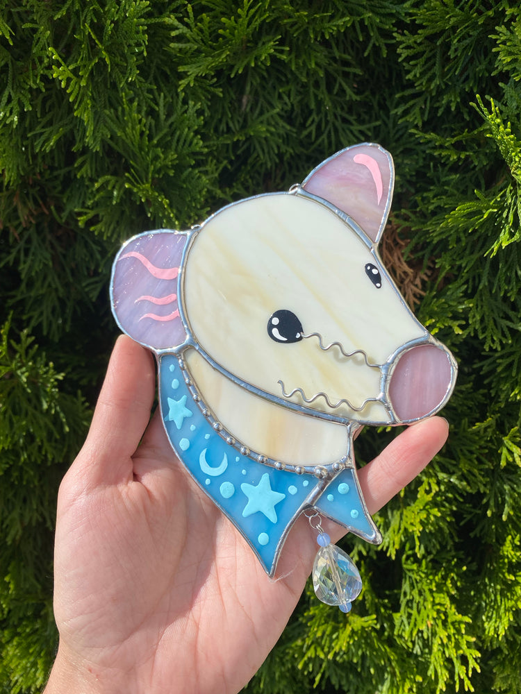 Tan Bandana Rat Stained Glass Suncatcher